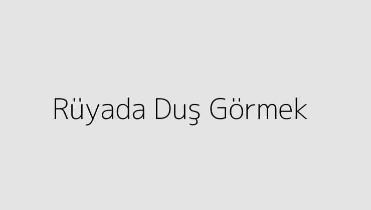 Rüyada Duş Görmek