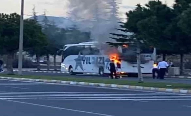 Nevşehir’de 38 yolcunun bulunduğu otobüste yangın çıktı