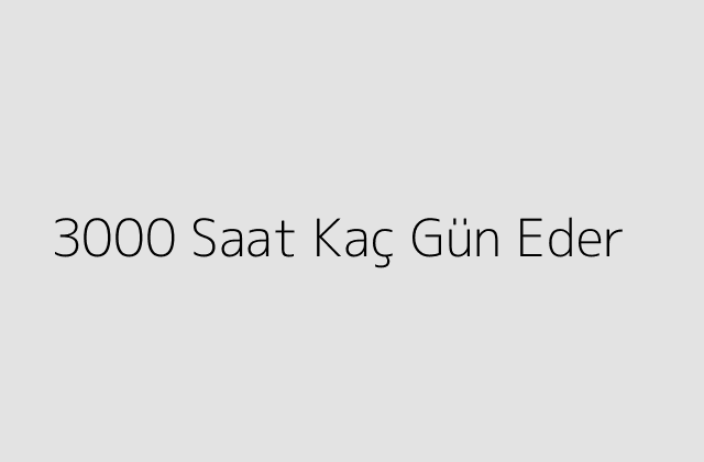 3000 Saat Kaç Gün Eder?