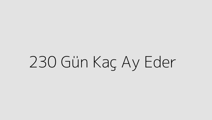 230 Gün Kaç Ay Eder?