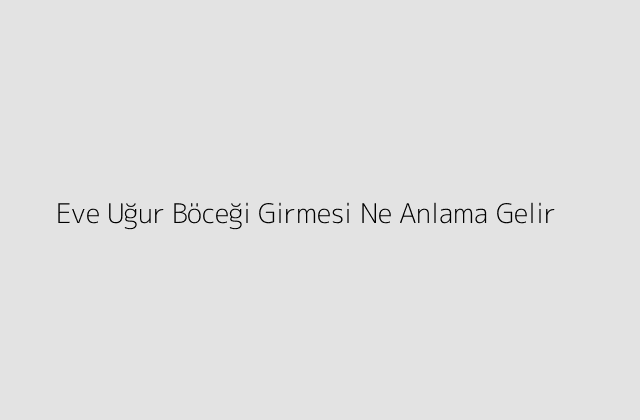 Eve Uğur Böceği Girmesi Ne Anlama Gelir