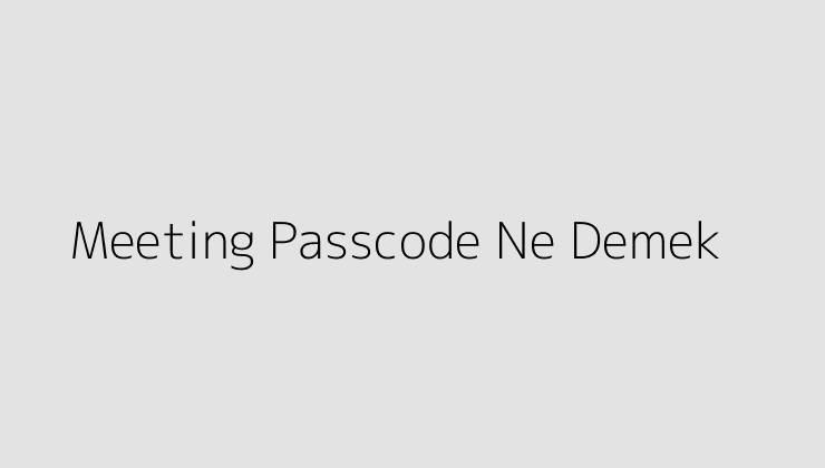 Meeting Passcode Ne Demek