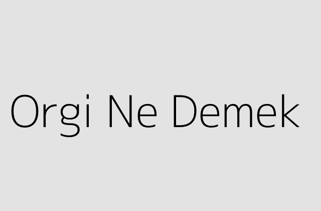 Orgi Ne Demek