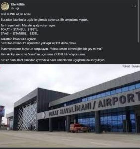 Tokat-İstanbul Uçuşunda Fiyat Şaşkınlığı: Sivas’ın Üç Katı!