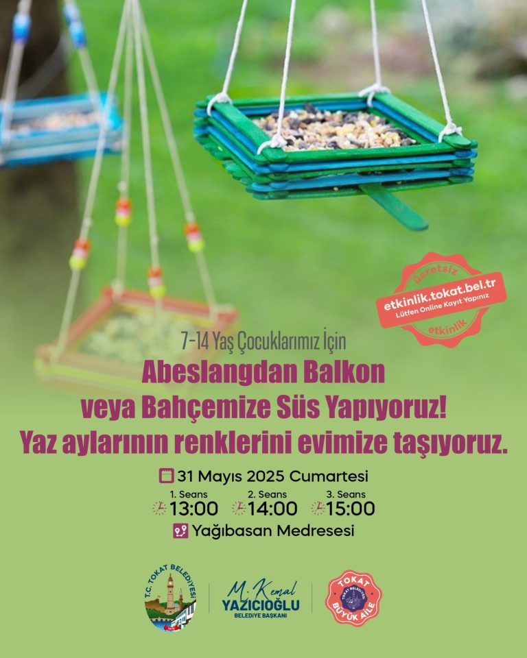 Tokat Belediyesi’nden Renkli Etkinlik: Çocuklar İçin “Abeslangdan Süs Yapıyoruz” Atölyesi