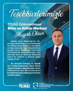 Prof. Dr. Fatih Yılmaz’dan Gökmedrese için teşekkür mesajı