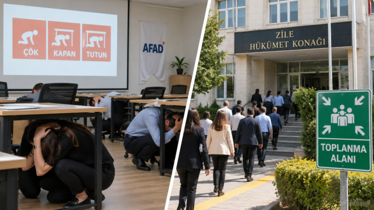 Tokat Zile Hükümet Konağı’nda deprem ve tahliye tatbikatı yapıldı
