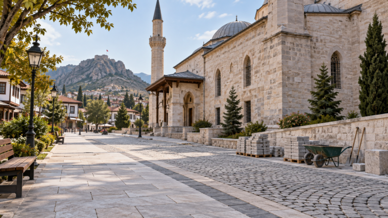 Tokat Meydan Camii yanında parke ve küptaş tamiri tamamlandı