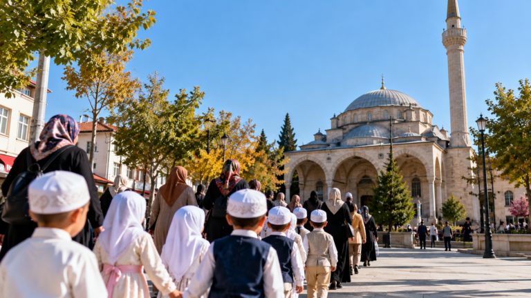 Erbaa’da çocukların âmin alayı: Cumhuriyet Meydanı’ndan Büyük Cami’ye yürüyüş