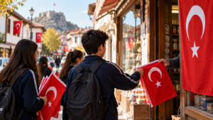 Tokat’ta liseli gençlerden 29 Ekim jesti: Esnaf ve komşulara Türk bayrağı