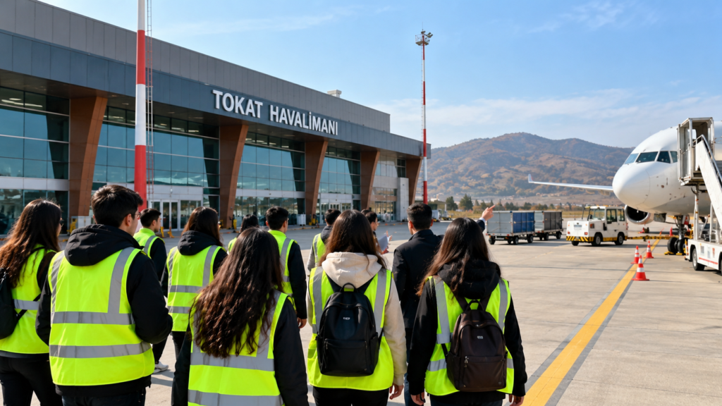 Tokat’ta lojistik öğrencileri havalimanına girdi: Operasyonları yerinde incelediler