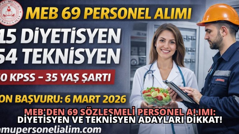 MEB’den 69 Sözleşmeli Personel Alımı: Diyetisyen ve Teknisyen Adayları Dikkat!