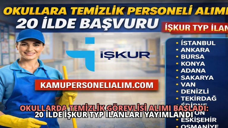 Okullarda Temizlik Görevlisi Alımı Başladı: 20 İlde İŞKUR TYP İlanları Yayımlandı